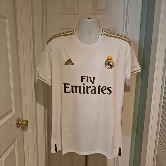 Adidas Real Madrid 2019/2020 Home Jersey White/Gold Men's Sizes M and L Soccer - Picture 3 of 14